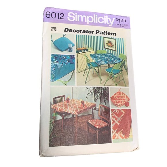 Simplicity 6012 Seat Cushion Reversible Table Cover & Coaster Pattern uncut 1970 - Picture 1 of 2